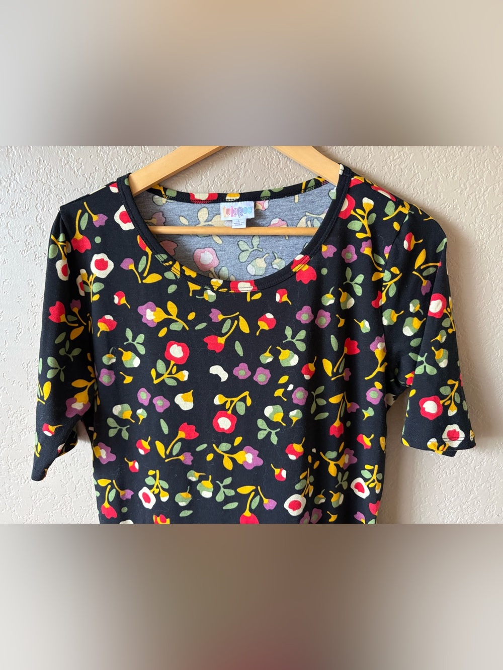 LulaRoe Julia Dress Size Large Mixed Pattern Floral Leopard Print - Picture 3 of 6